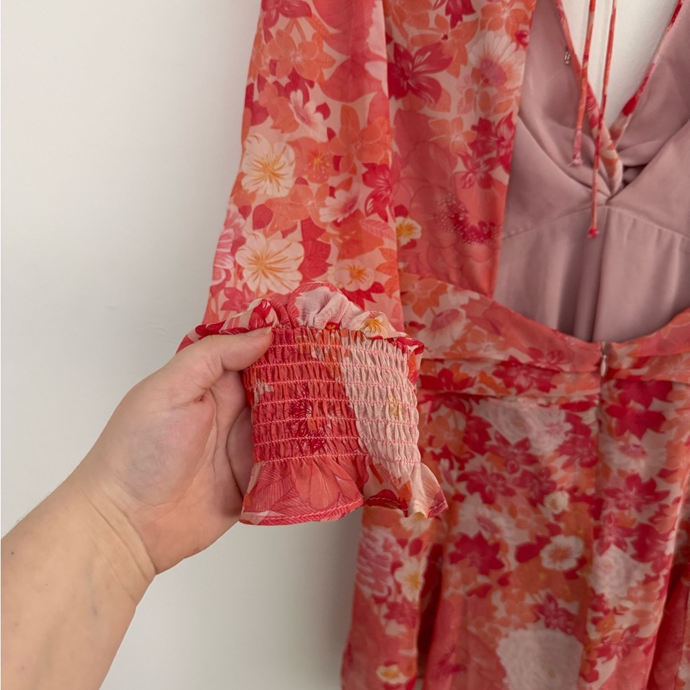 ASTR The Label Coral Pink Floral Long Sleeve Rompet - Picture 7 of 8